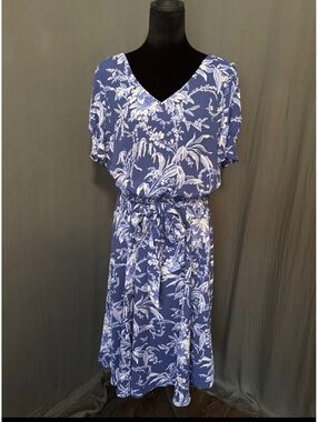 Talbots Floral V-Neck Midi Dress Size 12